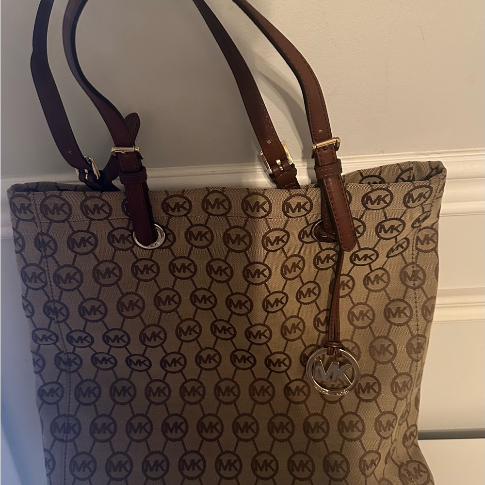 Michael Kors Tan and Brown Logo Tote